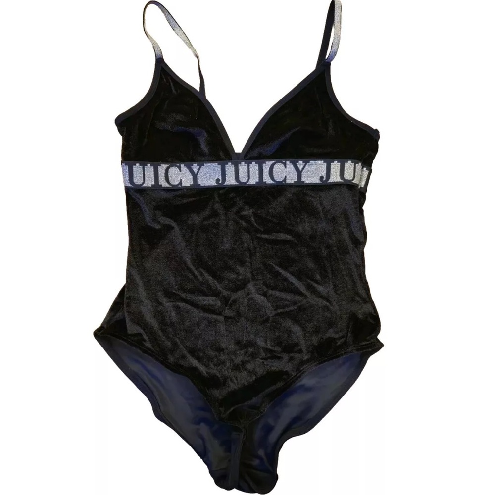 Juicy Couture One Piece Bodysuit Outfit Velvet Y2K Black gold Womens M